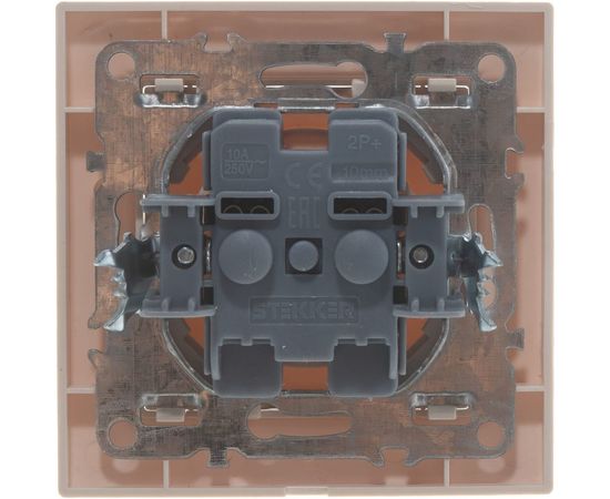 Розетка STEKKER 1-местн.б/з 220В 10А с защитн. шторкой серия Эрна слоновая кость PST10-9009-02 39235 – изображение 5