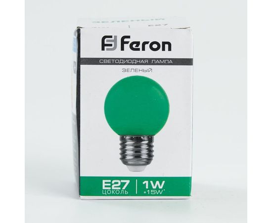 Лампа FERON LED 1вт Е27, зеленый, шар 25117 – изображение 6