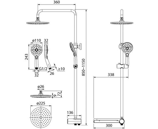 Душевой гарнитур с верхней лейкой IDDIS, белый, Ray, RAYSW3Fi76 – изображение 8