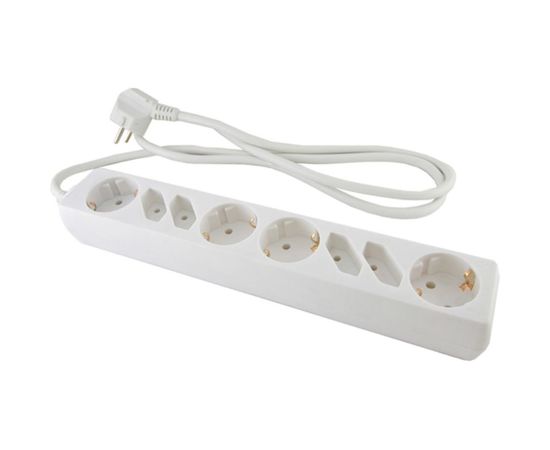 Бытовой удлинитель TDM У044, 4 без заземления+4 с заземлением, 5метров, ПВС 3х1,5мм2, 16А/250В, SQ1303-0312 