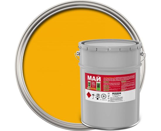Грунт-эмаль на ржавчину МАЙ 3 в 1 желтая, ведро 23 кг 211074 