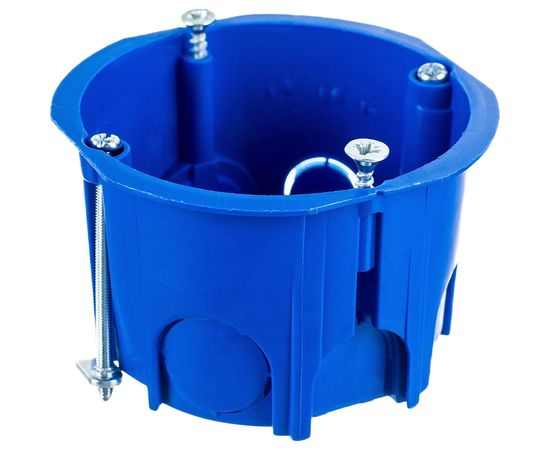 Установочная коробка для г/к Экопласт D-68x45 мм, с металлическими лапками, синий IP30 44663-1 