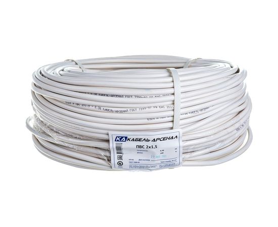 Провод Кабель-Арсенал ПВС 2х1,5 ГОСТ - 100 м 51178 