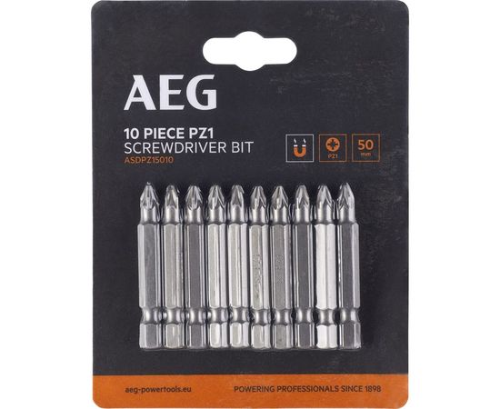 Биты 10 шт, PZ1, 50 мм AEG ASDPZ15010 4932479512 