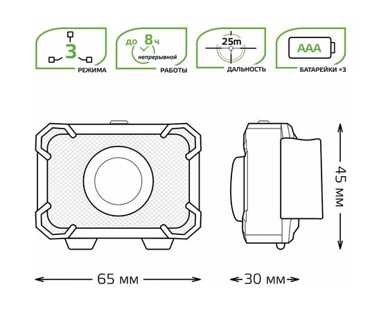 Налобный фонарь Gauss модель GFL305 3W 150lm 3xAAA LED 1/12/60 GF305 – изображение 12