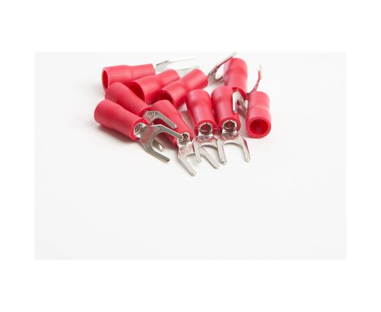 Вилочный изолированный наконечник STEKKER М4 0,5-1,5 - 0,6 мм, красный 39371 – изображение 2