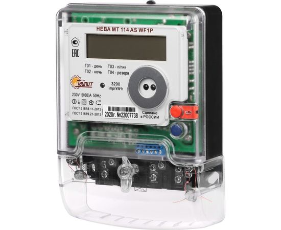 Счетчик электроэнергии ТАЙПИТ НЕВА МТ 114 AS WF1P 560A Wi-Fi регион Краснодар 6135314 – изображение 2