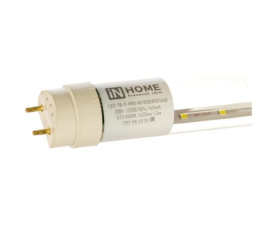 Светодиодная лампа IN HOME LED-T8-П-PRO 20Вт, 230В, G13, 6500К, 1620Лм, 1200мм, прозрачная 4690612031002 – изображение 2
