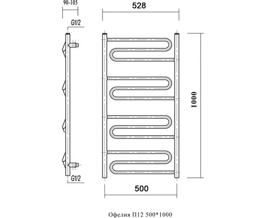 Водяной полотенцесушитель Domoterm Офелия П12 500х1000 – изображение 4