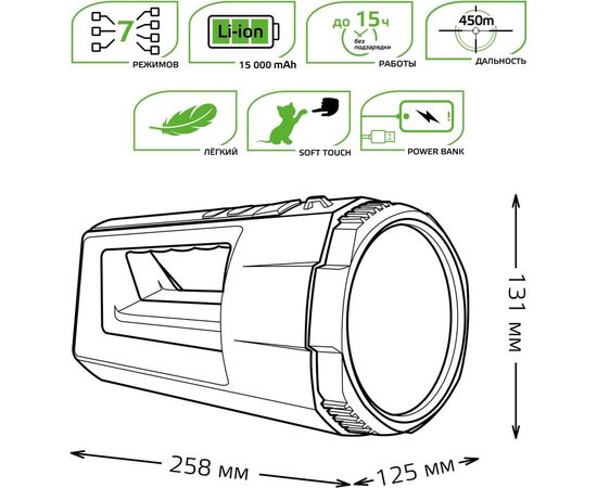 Прожекторный фонарь Gauss модель GFL702 17W 900lm Li-ion 10000mAh диммируемый LED 1/12 GF702 – изображение 4