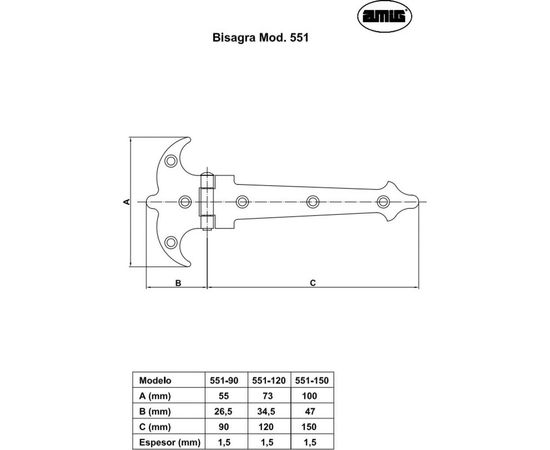 Петля Amig 551-150 1,5 NGM bisagra 12625 – изображение 5