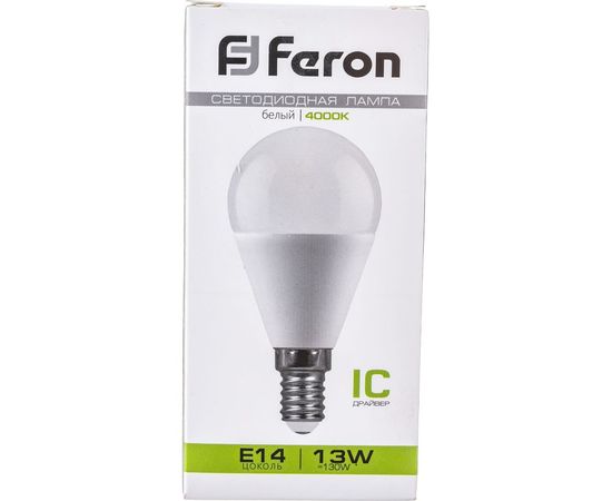 Светодиодная лампа FERON LB-950, G45 шар малый, 13W 230V E14 4000К, 1105Lm 38102 – изображение 7