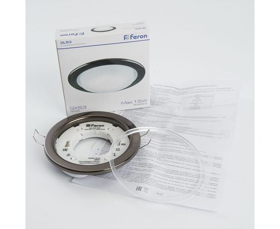 Встраиваемый потолочный светильник FERON 15W 230V GX53, черный хром, без лампы, DL53 28947 – изображение 7