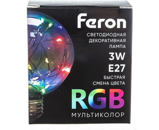 Светодиодная лампа FERON LB-381, G80, 3W 175-265V E27 RGB, 250Lm, угол рассеивания 220 41676 – изображение 10