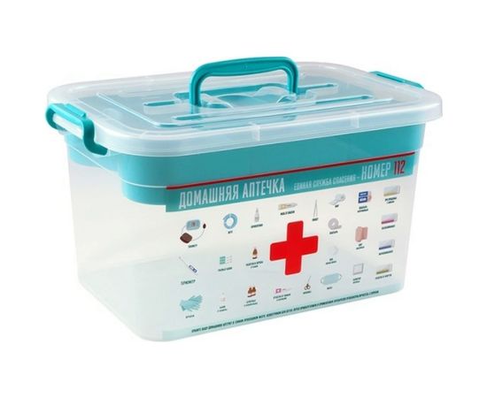 Контейнер для медикаментов Полимербыт Домашний Доктор 6.5 л, с вкладышем, 310х200х180 мм 63280903 