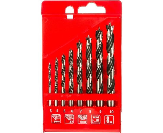 Набор сверл по дереву (8 шт; 3-4-5-6-7-8-9-10 мм) MATRIX 70282 
