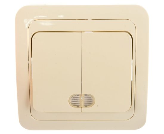 Выключатель UNIVersal Валери 2 клавиши, с подсветкой, слоновая кость ivory Б-В0123 