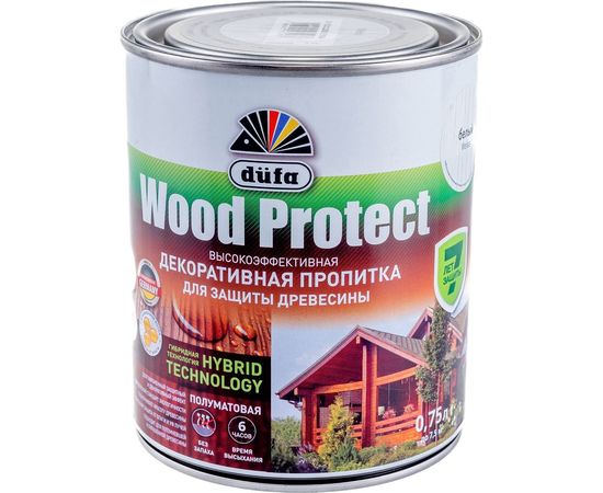 Пропитка для защиты древесины Dufa Wood Protect белый 750 мл МП000015748 