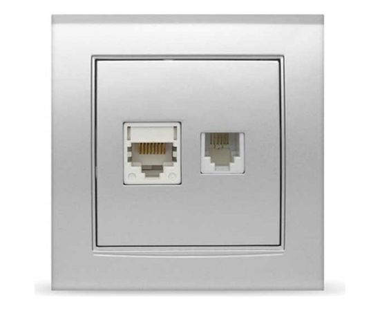 Комбинированная розетка UNIVersal Бриллиант компьютерная+TF серебро 7949865 