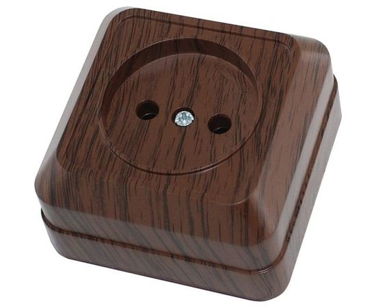 Розетка открытой установки с защитными шторками 2П IP20 10А, бук TDM Ладога SQ1801-0037 