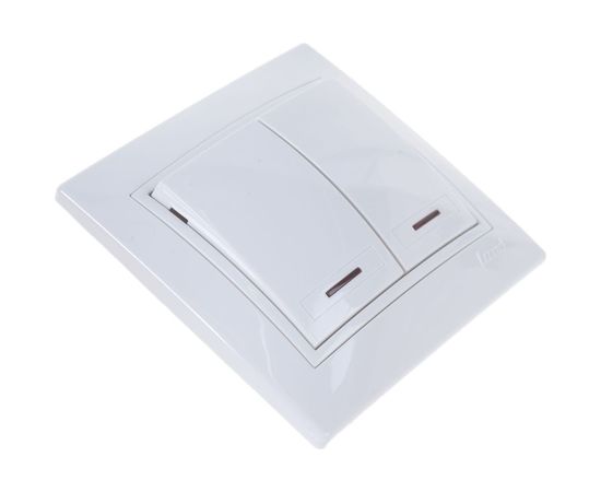 Двойной выключатель с подсветкой LEZARD MIRA белый с белой вставкой 701-0202-112 – изображение 2