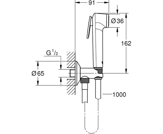 Душевой набор с гигиеническим душем и угловым нажимным запорным вентилем GROHE Tempesta-F 26358000 – изображение 3