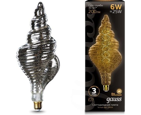 Лампа Gauss LED Vintage Filament Flexible TL120 6W E27 120х330mm 2400K 166802008 – изображение 3
