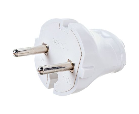 Разборная прямая вилка IEK ВПп20-01-Ст, без заземляющего контакта, 6А, белая EVP20-06-01-K01 – изображение 4