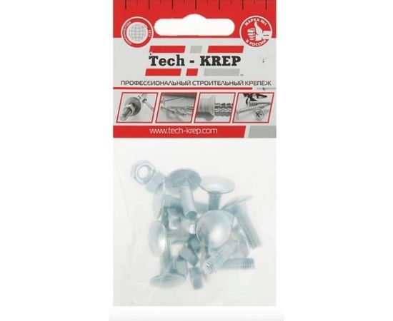 Мебельный болт с гайкой Tech-Krep DIN603 оцинк. М6х20 10 шт 108760 – изображение 6