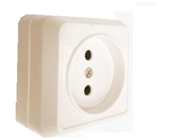 1местная розетка IEK ОКТАВА без заземляющего контакта, 10А, наружная установка, кремовый ERO10-K33-10-DC 