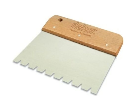 Широкий шпатель DEKOR 170х80 мм, зуб 6х6 мм, деревянная ручка 472 