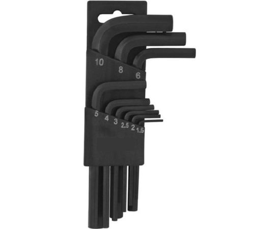 Набор шестигранных ключей AUTOLUXE 9 пр, малые, черные, в пластиковом держателе 66949 