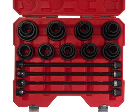 Универсальный набор для монтажа/демонтажа сайлентблоков JTC, 29 пр., внутр. диаметр оправок 24-72 мм 6770 