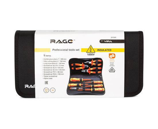 Набор диэлектрического инструмента VDE 9 пр. RAGE by VIRA 397049 – изображение 2