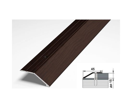 Порог разноуровневый алюминиевый (45 мм; 0.9 м; декоративный; дуб венге) Лука УТ000002336 – изображение 2