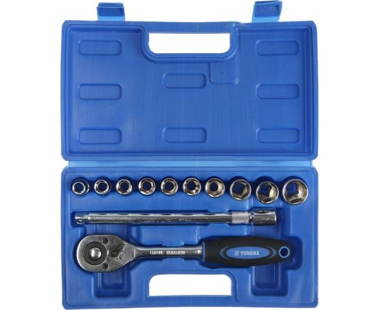 Набор инструментов в кейсе TUNDRA подарочная упаковка, CrV, 1/2"", 12 предметов 4822374 – изображение 2