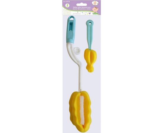 Набор губок-ершиков для мытья бутылочек и соски МУЛЬТИДОМ 2 шт. 2 цвета VL90-130 – изображение 3