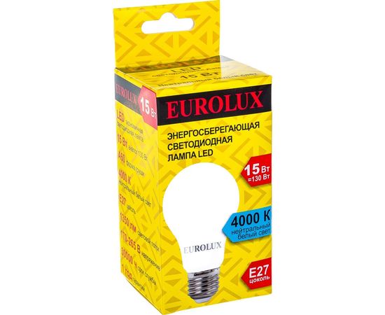 Светодиодная лампа Eurolux LL-E-A60-15W-230-4K-E27/груша, 15Вт, нейтральный, Е27 76/2/20 – изображение 4