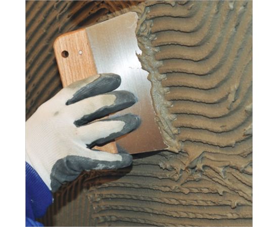 Широкий шпатель DEKOR 170х80 мм, зуб 6х6 мм, деревянная ручка 472 – изображение 4