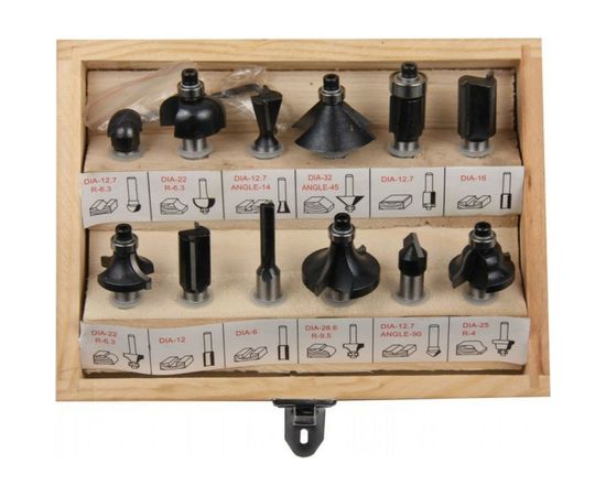 Набор фрез по дереву (8 мм; 12 шт.) FIT IT 36578 