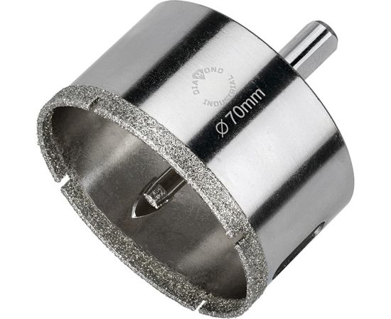 Коронка алмазная по керамограниту и керамике с центрирующим сверлом 70 мм Diamond Industrial DIDCSC070 