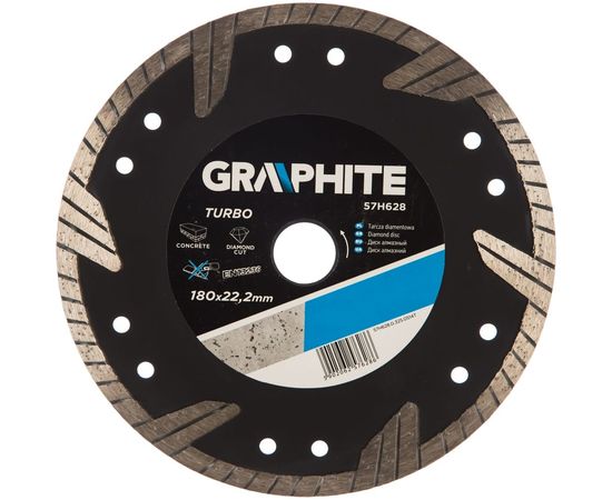 Диск алмазный 180х22.2 мм turbo GRAPHITE 57H628 
