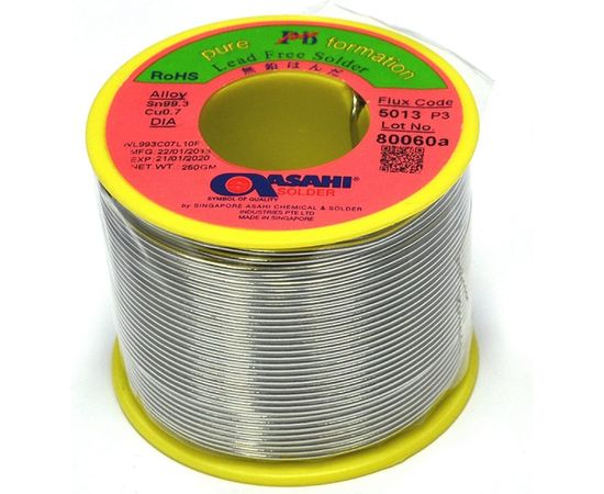 Припой (0.6 мм, 0.25 кг, Sn99,3/0,7Cu, 5013 флюс безотм. RMA) ASAHI 00-00004278 