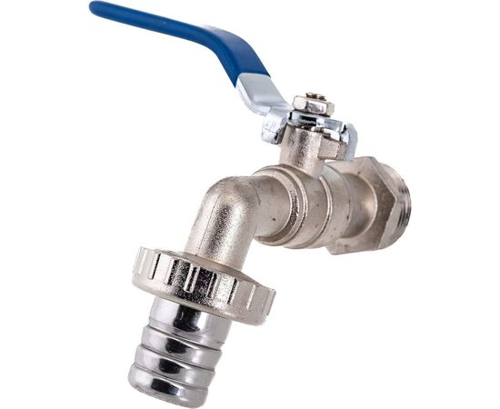 Шаровой кран со штуцером RM 3/4 водоразборный, никелированный, ручка VN-CN34 
