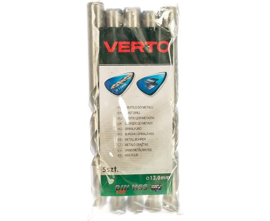Сверло по металлу HSS-G (5 шт; 13х151х101 мм) VERTO 60H096 – изображение 2