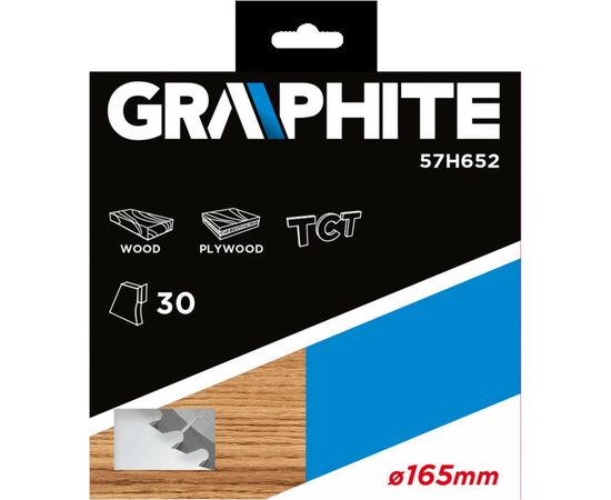 Диск отрезной по дереву (165x30 мм; 30 зубьев) GRAPHITE 57H652 – изображение 2