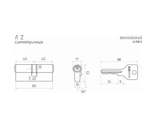Цилиндровый механизм НОРА-М ЕСО Z Л-80 40-40 хром Х 15283 – изображение 3