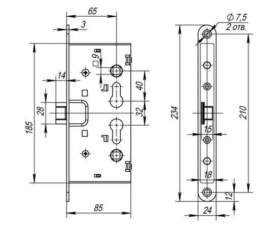 Замок для противопожарных дверей с раздельным квадратом Fuaro FL-0433 ANTI-PANIC 28745 – изображение 4
