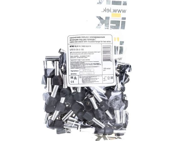 Наконечник IEK НШвИ, 2x6-14, ИЭК, НГИ2, 100шт, черный UTE10-D6-0-100 – изображение 5