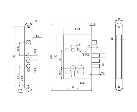 Врезной замок BORDER 78931-ЗВ4-31/5521058 – изображение 5
